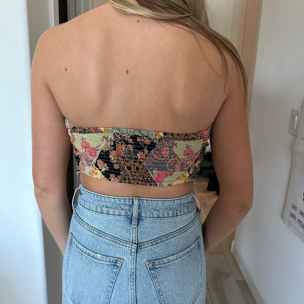 Free People Multicolor Patchwork Strapless Crop T… - image 2